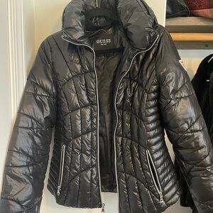 GUESS Shiny Black Puffer Jacket